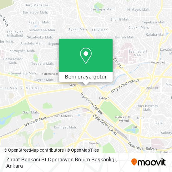 Ziraat Bankası Bt Operasyon Bölüm Başkanlığı harita