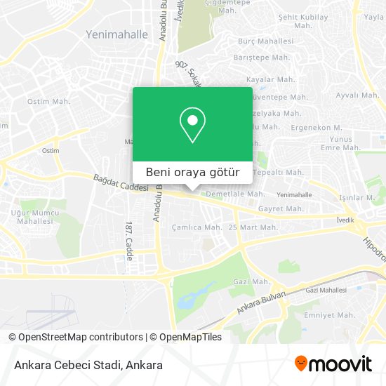 Ankara Cebeci Stadi harita