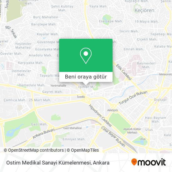 Ostim Medikal Sanayi Kümelenmesi harita