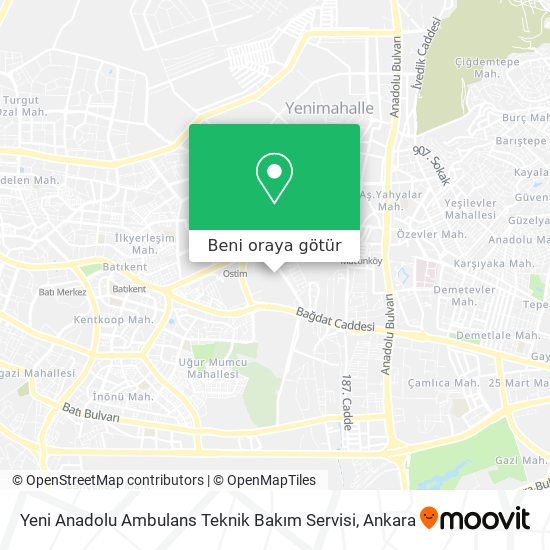 Yeni Anadolu Ambulans Teknik Bakım Servisi harita