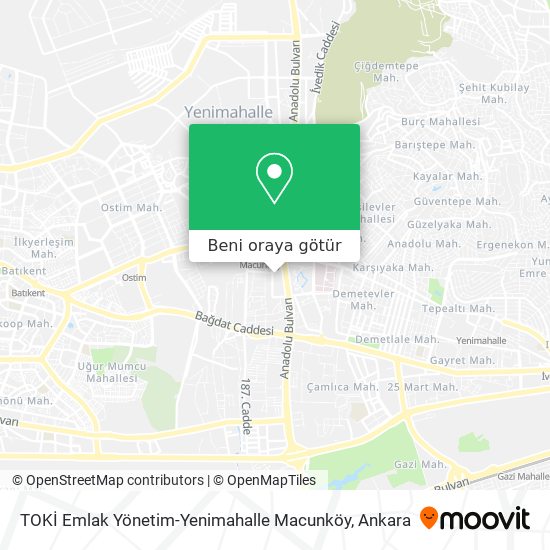 TOKİ Emlak Yönetim-Yenimahalle Macunköy harita