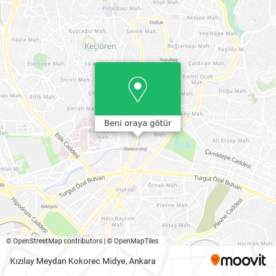Kızılay Meydan Kokorec Midye harita