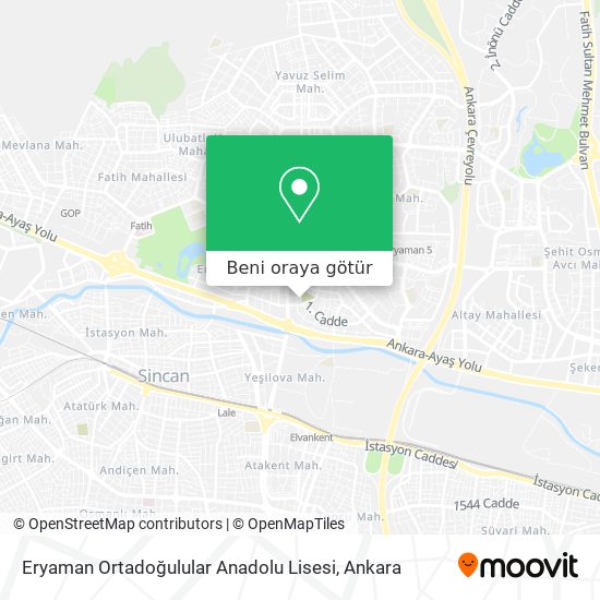 Eryaman Ortadoğulular Anadolu Lisesi harita