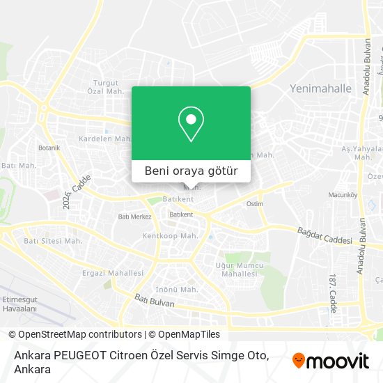 Ankara PEUGEOT Citroen Özel Servis Simge Oto harita