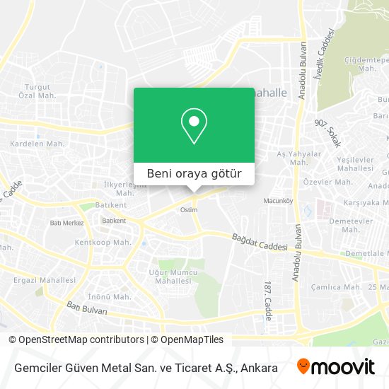 Gemciler Güven Metal San. ve Ticaret A.Ş. harita