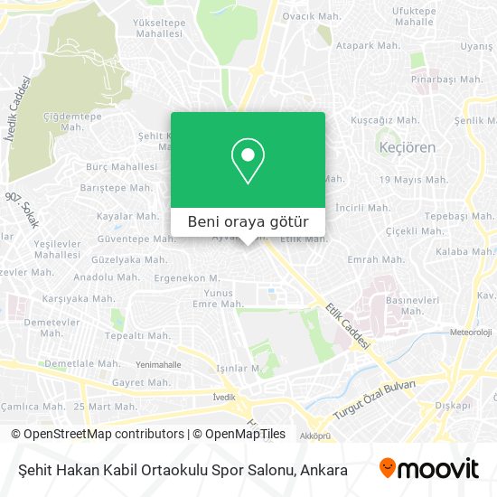 Şehit Hakan Kabil Ortaokulu Spor Salonu harita