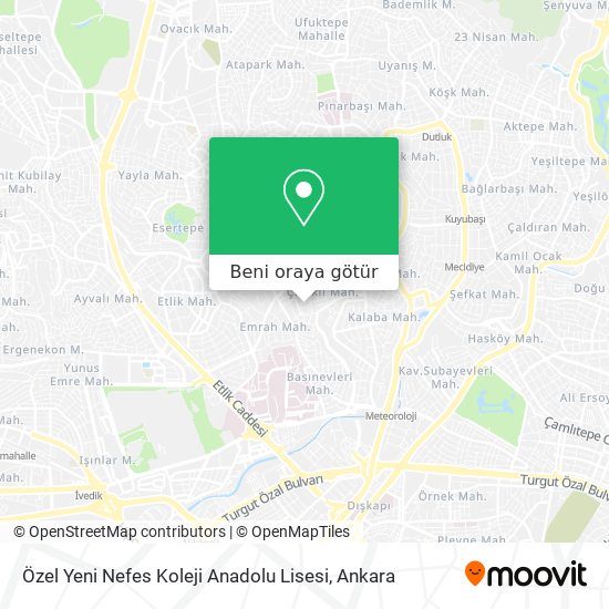 Özel Yeni Nefes Koleji Anadolu Lisesi harita