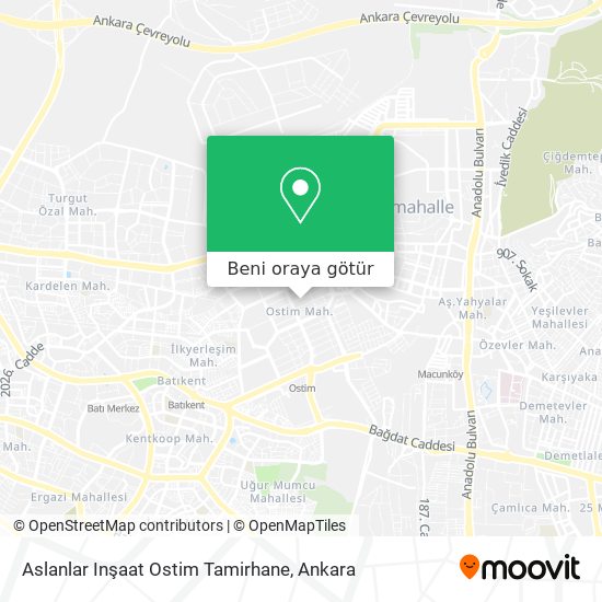 Aslanlar Inşaat Ostim Tamirhane harita