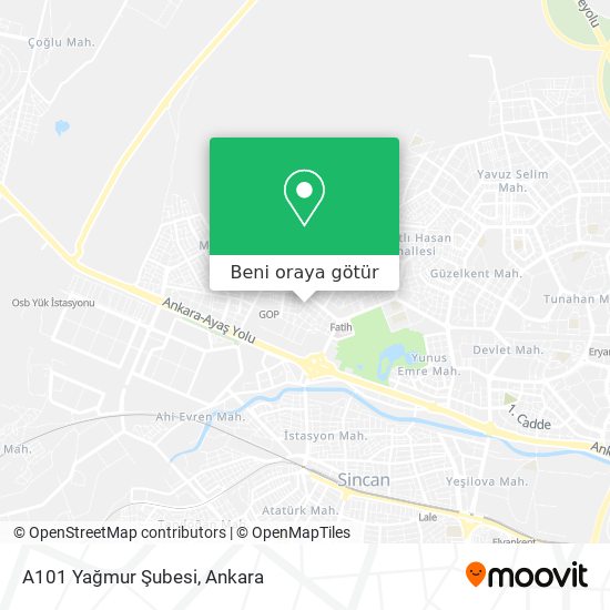 A101 Yağmur Şubesi harita