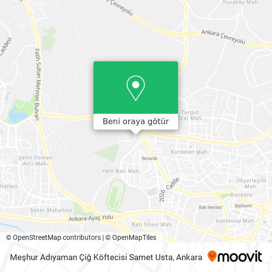 Meşhur Adıyaman Çiğ Köftecisi Samet Usta harita