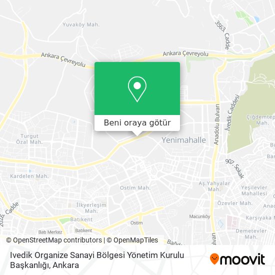 Ivedik Organize Sanayi Bölgesi Yönetim Kurulu Başkanlığı harita