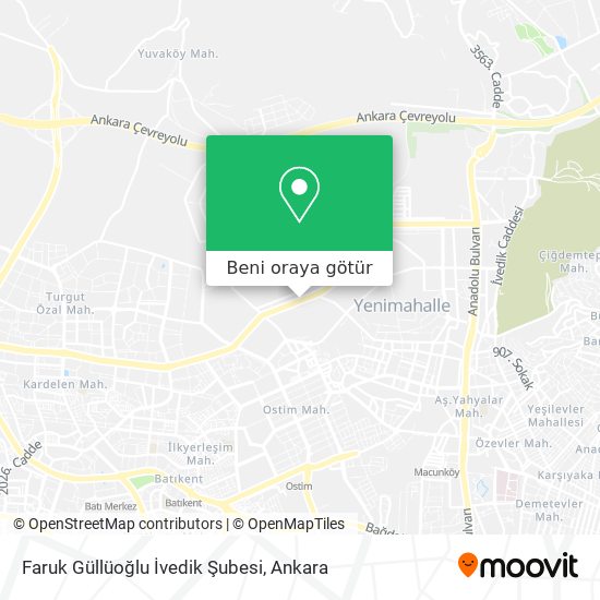 Faruk Güllüoğlu İvedik Şubesi harita