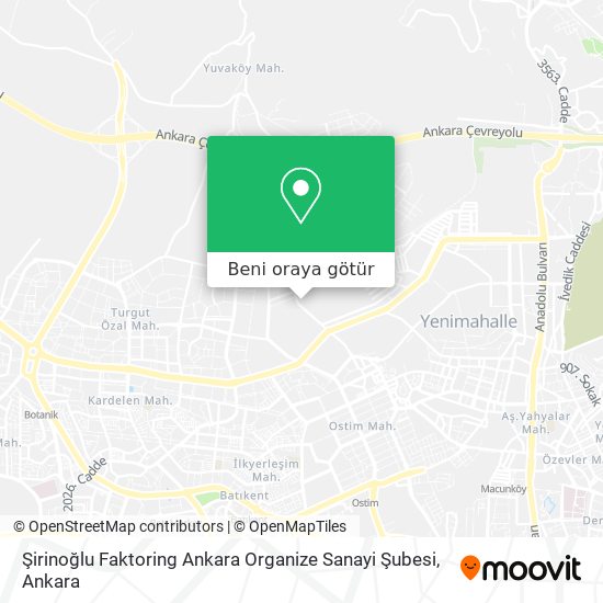 Şirinoğlu Faktoring Ankara Organize Sanayi Şubesi harita