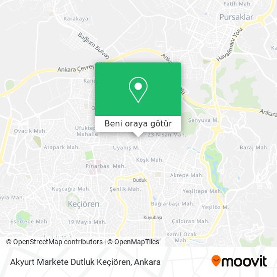 Akyurt Markete Dutluk Keçiören harita