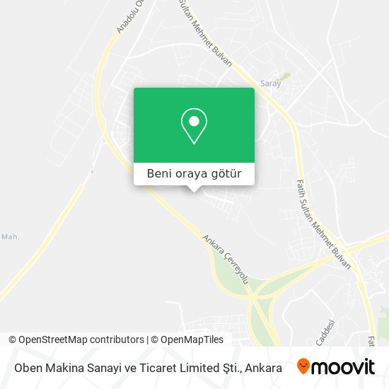 Oben Makina Sanayi ve Ticaret Limited Şti. harita