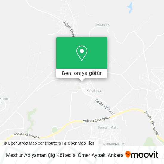 Meshur Adıyaman Çiğ Köftecisi Ömer Aybak harita