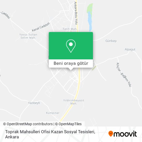 Toprak Mahsulleri Ofisi Kazan Sosyal Tesisleri harita
