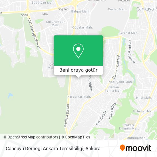 Cansuyu Derneği Ankara Temsilciliği harita