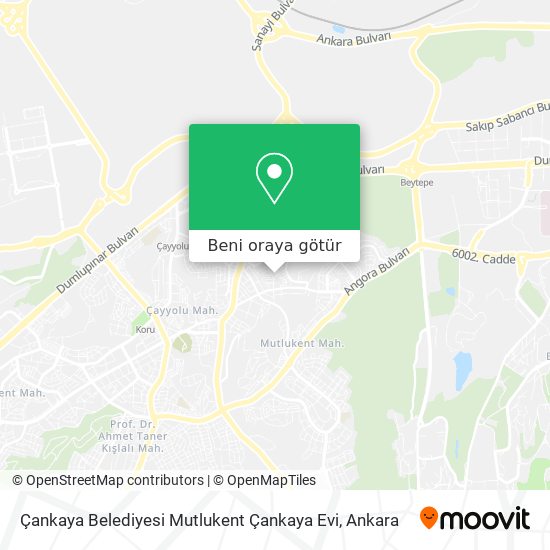 Çankaya Belediyesi Mutlukent Çankaya Evi harita