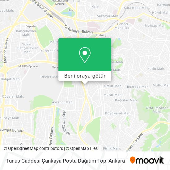 Tunus Caddesi Çankaya Posta Dağıtım Top harita