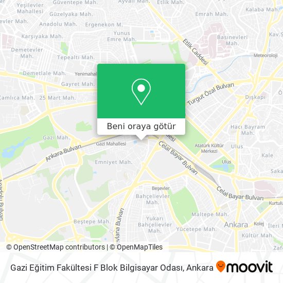 Gazi Eğitim Fakültesi F Blok Bilgisayar Odası harita