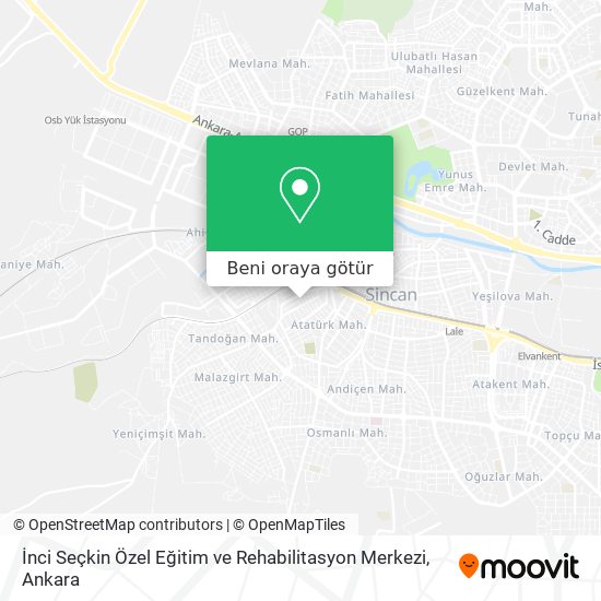 İnci Seçkin Özel Eğitim ve Rehabilitasyon Merkezi harita