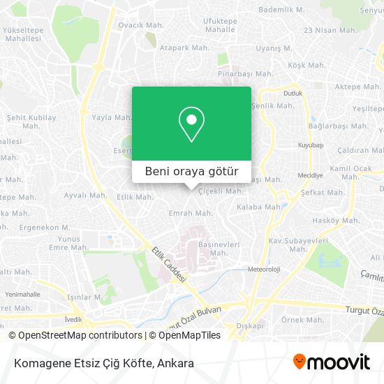 Komagene Etsiz Çiğ Köfte harita