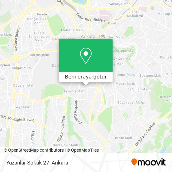Yazanlar Sokak 27 harita