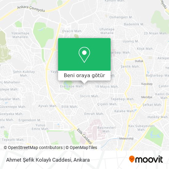 Ahmet Şefik Kolaylı Caddesi harita