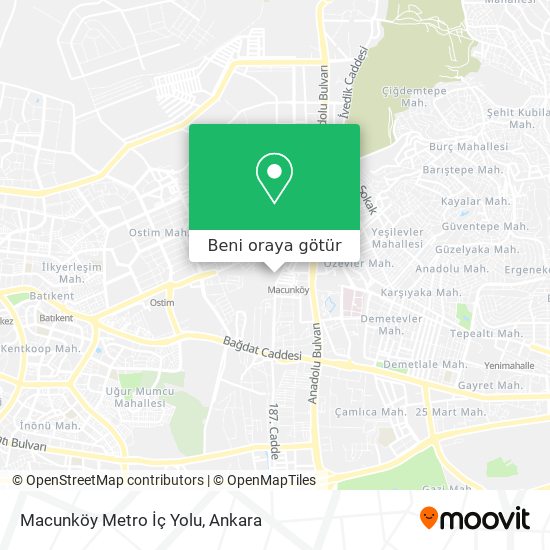 Macunköy Metro İç Yolu harita