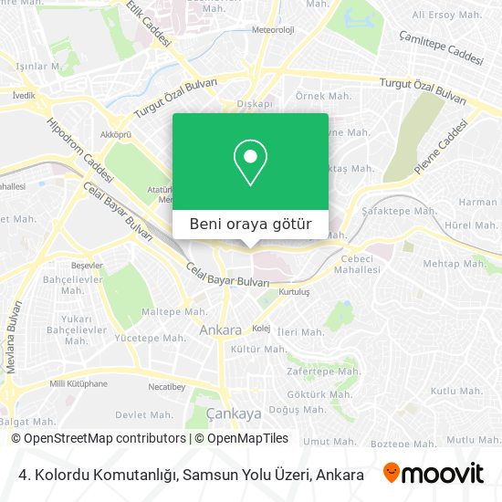 4. Kolordu Komutanlığı, Samsun Yolu Üzeri harita