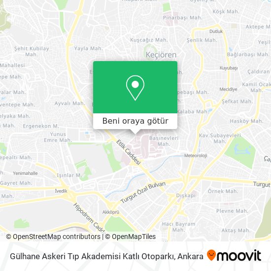 Gülhane Askeri Tıp Akademisi Katlı Otoparkı harita