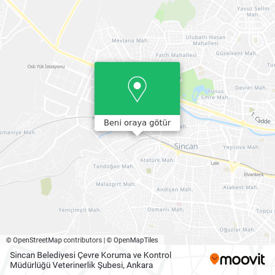 Sincan Belediyesi Çevre Koruma ve Kontrol Müdürlüğü Veterinerlik Şubesi harita