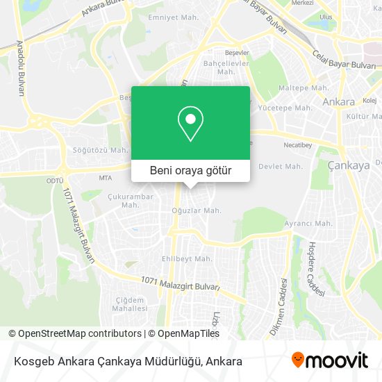 Kosgeb Ankara Çankaya Müdürlüğü harita