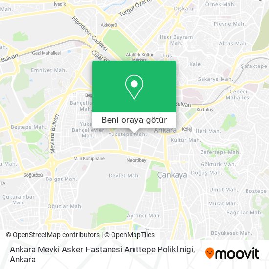Ankara Mevki Asker Hastanesi Anıttepe Polikliniği harita