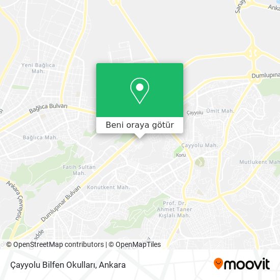 Çayyolu Bilfen Okulları harita