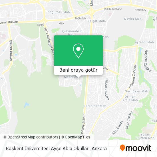 Başkent Üniversitesi Ayşe Abla Okulları harita