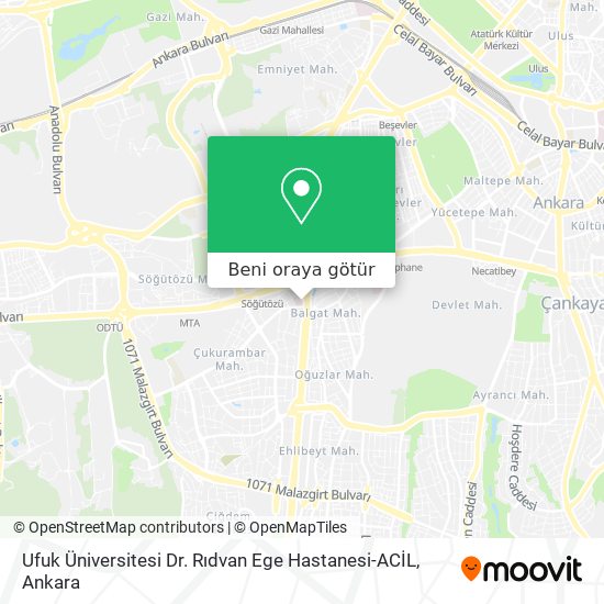 Ufuk Üniversitesi Dr. Rıdvan Ege Hastanesi-ACİL harita