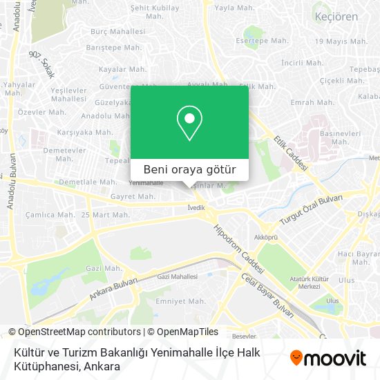 Kültür ve Turizm Bakanlığı Yenimahalle İlçe Halk Kütüphanesi harita