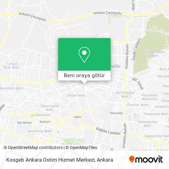 Kosgeb Ankara Ostim Hizmet Merkezi harita