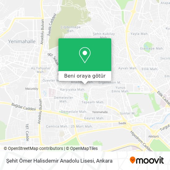 Şehit Ömer Halisdemir Anadolu Lisesi harita