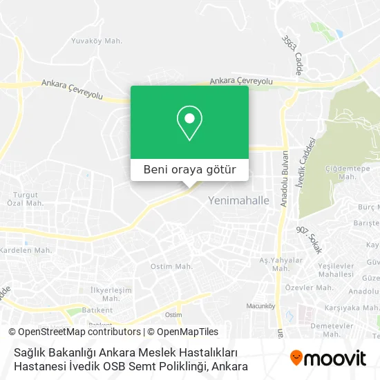 Sağlık Bakanlığı Ankara Meslek Hastalıkları Hastanesi İvedik OSB Semt Poliklinği harita