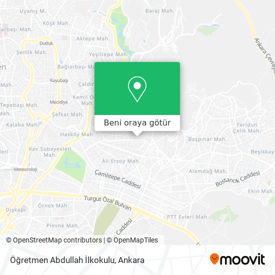 Öğretmen Abdullah İlkokulu harita
