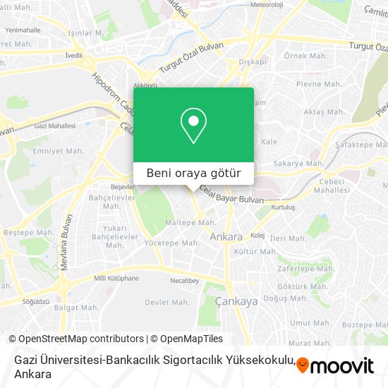Gazi Üniversitesi-Bankacılık Sigortacılık Yüksekokulu harita