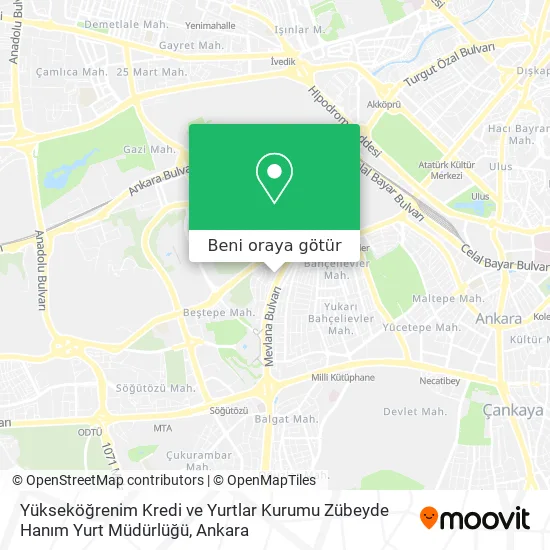 Yükseköğrenim Kredi ve Yurtlar Kurumu Zübeyde Hanım Yurt Müdürlüğü harita