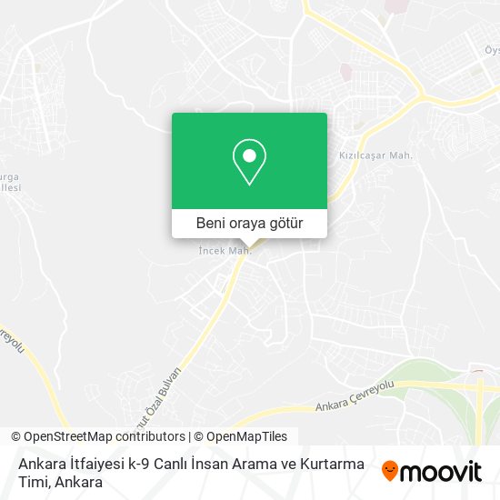 Ankara İtfaiyesi k-9 Canlı İnsan Arama ve Kurtarma Timi harita