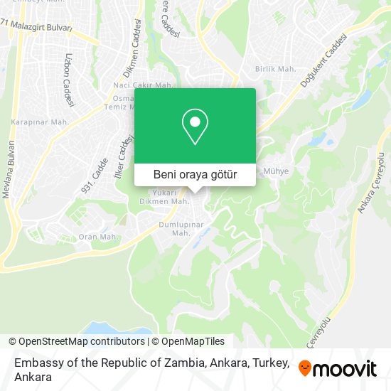 Embassy of the Republic of Zambia, Ankara, Turkey harita