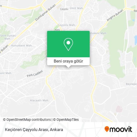 Keçiören Çayyolu Arası harita