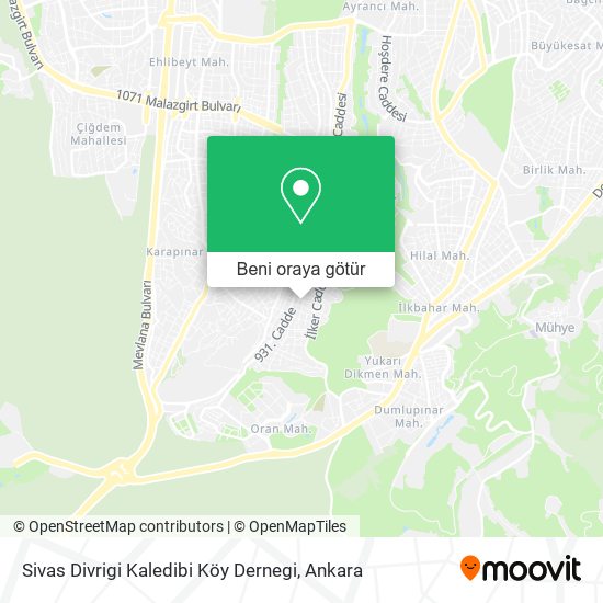 Sivas Divrigi Kaledibi Köy Dernegi harita