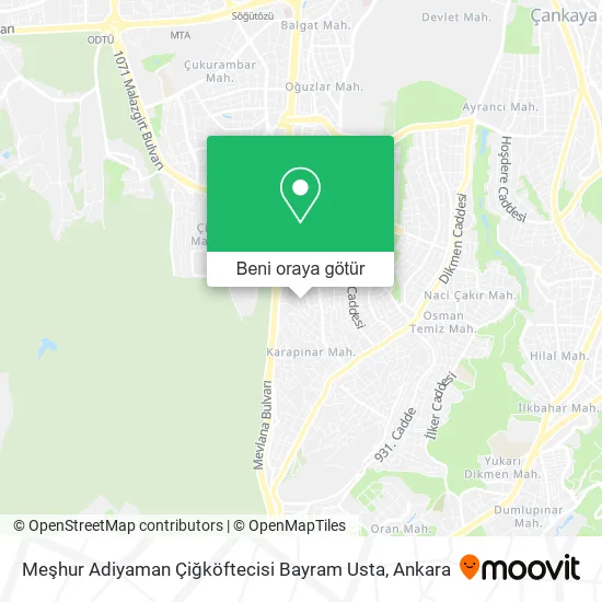 Meşhur Adiyaman Çiğköftecisi Bayram Usta harita